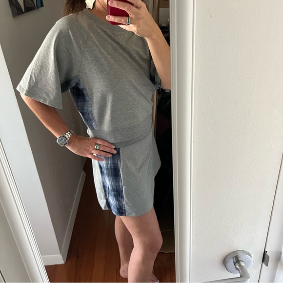 Sundays Becca skort Sienna s/s sweatshirt set grey blue Plaid trim size Medium - Picture 2 of 16